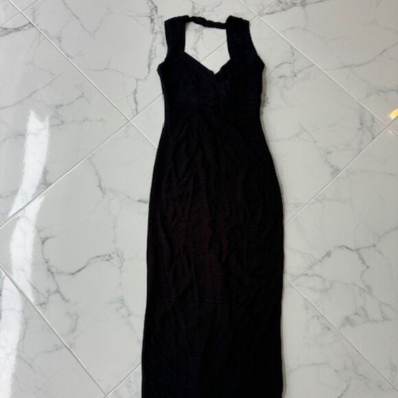 Authentic Hervé Léger Estrella Bandage Gown in Black Size M - Picture 3 of 7